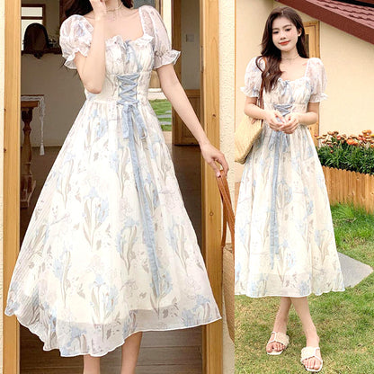 フロストブルーム・ガーデンフレアワンピース(LL/3L/4L/5L)