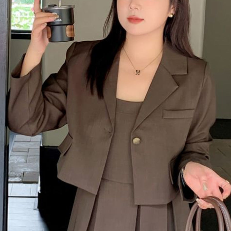 大きいサイズ レディース ショコラ・クラシックレイヤードジャケットワンピースセット(LL/3L/4L/5L/6L)