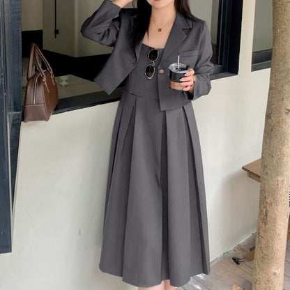 ショコラ・クラシックレイヤードジャケットワンピースセット(LL/3L/4L/5L/6L)