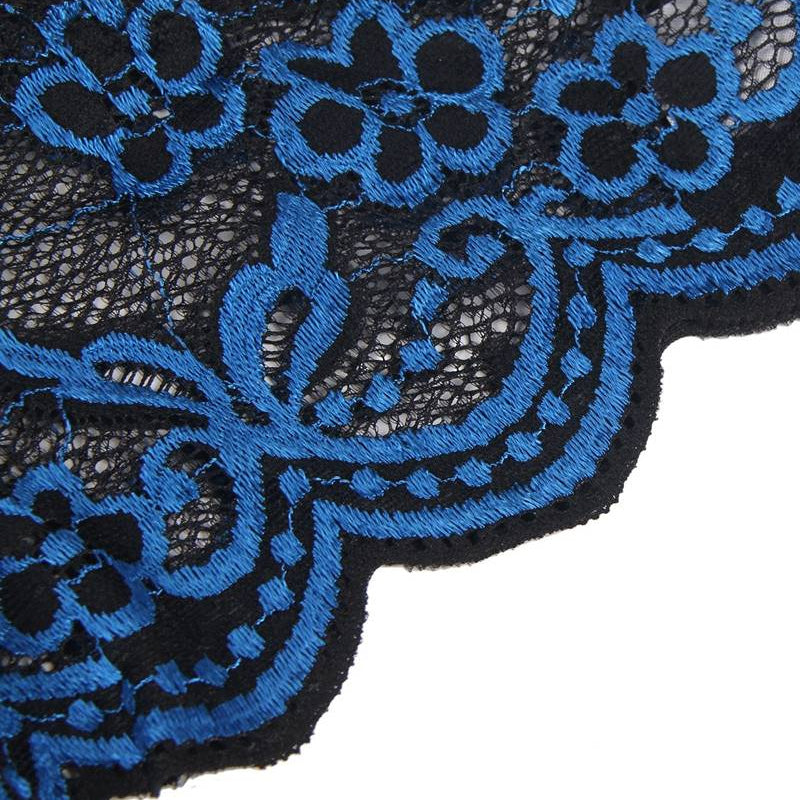 大きいサイズ レディース ヴェルヴェットローズ・クロスコード・ブルーランジェリー下着セット(LL-3L/4L-5L)