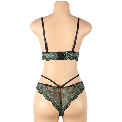 ヴェルヴェットローズ・クロスコード・グリーンランジェリー下着セット(L/LL-3L/4L-5L)