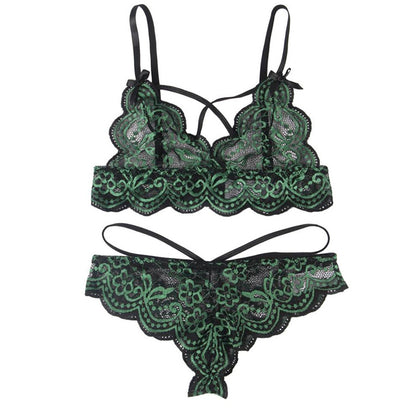 ヴェルヴェットローズ・クロスコード・グリーンランジェリー下着セット(L/LL-3L/4L-5L)