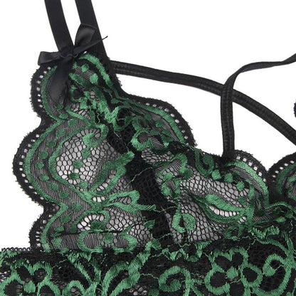 ヴェルヴェットローズ・クロスコード・グリーンランジェリー下着セット(L/LL-3L/4L-5L)