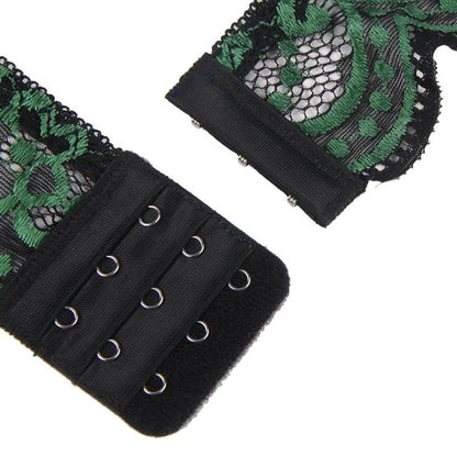 ヴェルヴェットローズ・クロスコード・グリーンランジェリー下着セット(L/LL-3L/4L-5L)