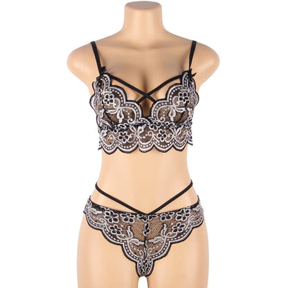 ヴェルヴェットローズ・クロスコード・グレーランジェリー下着セット(L/LL-3L/4L-5L)