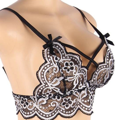 ヴェルヴェットローズ・クロスコード・グレーランジェリー下着セット(L/LL-3L/4L-5L)