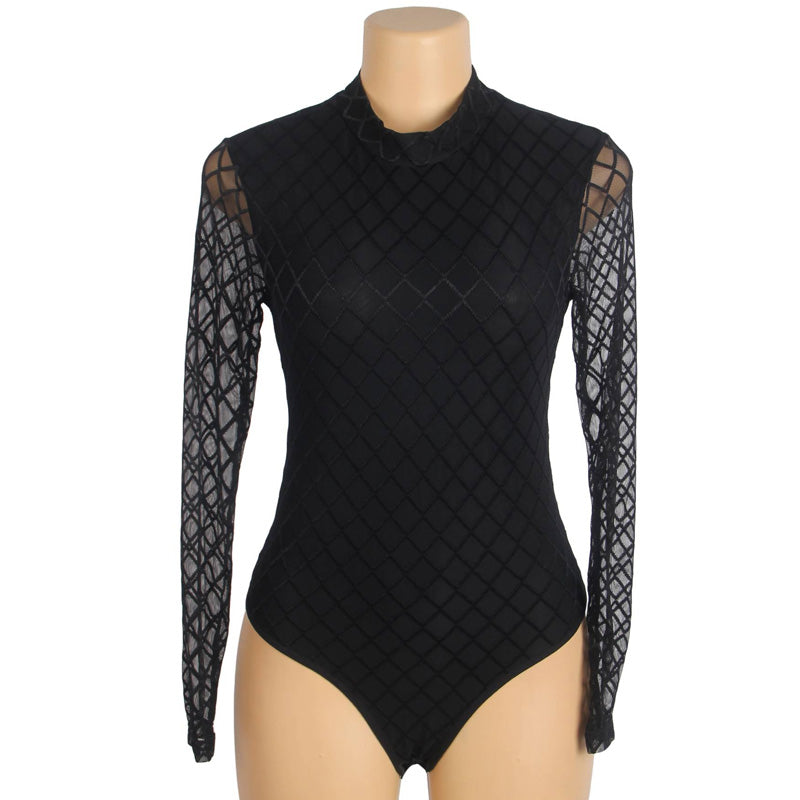 大きいサイズ レディース ミッドナイトダイヤ・シアースリーブボディスーツ(L/LL/3L)