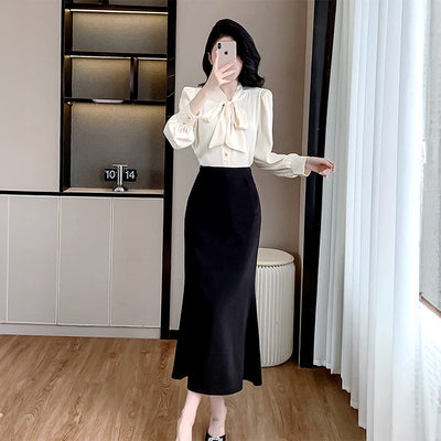 とろみボウタイの優美ブラウス(L/LL/3L)