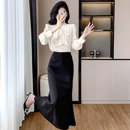 とろみボウタイの優美ブラウス(L/LL/3L)