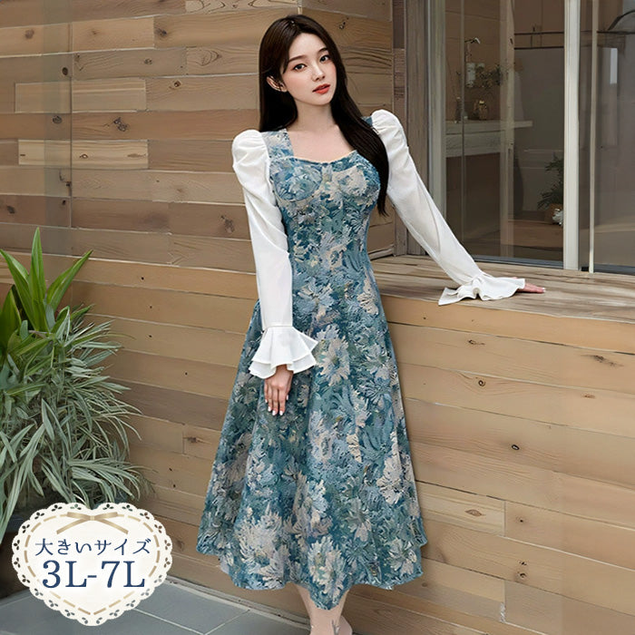 大きいサイズ レディース｜アジュールフルールの記憶ドレス(3L/4L/5L