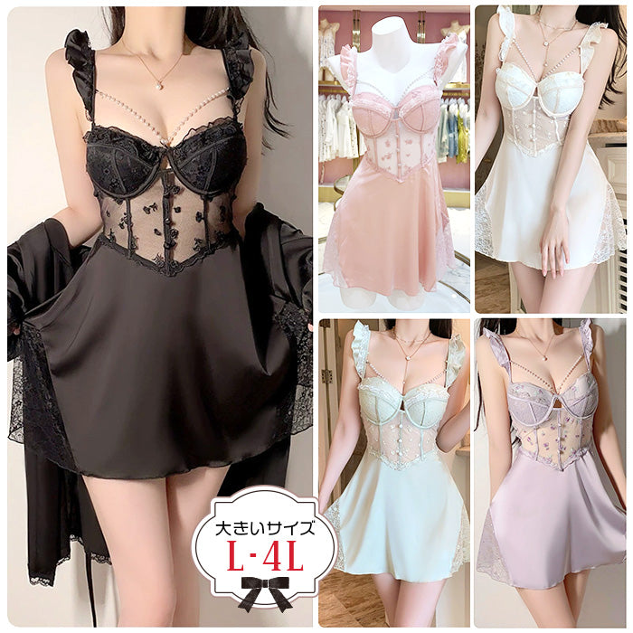 Plus size women's Romantic Sheer Dream Babydoll)
