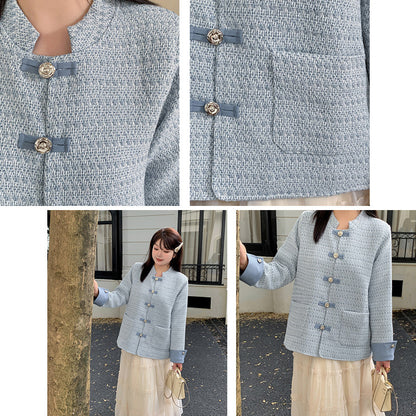 シュガーピンク・エレガント配色ツイードアウター(LL/3L/4L/5L/6L)