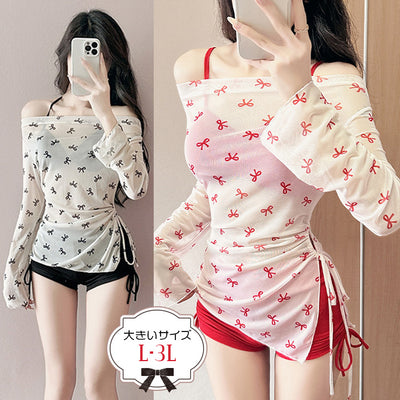 きゅん甘ドレープリボンスイムウェア(LL/3L/4L)