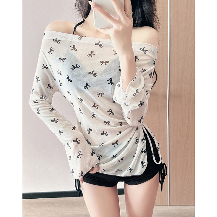 大きいサイズ レディース きゅん甘ドレープリボンスイムウェア(LL/3L/4L)