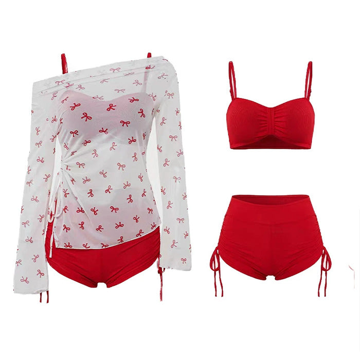 大きいサイズ レディース きゅん甘ドレープリボンスイムウェア(LL/3L/4L)