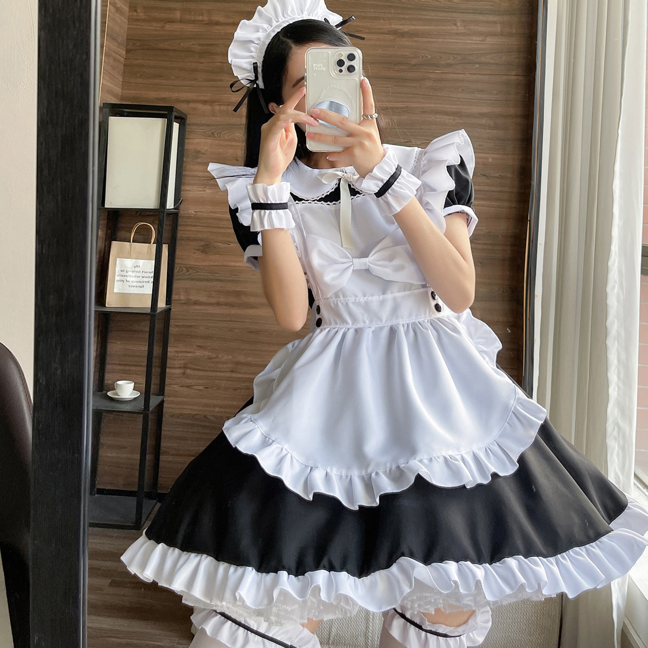 大きいサイズ レディース Classical Ribbon Maid Dress (Sizes 2L, 3L, 4L, 5L, and 6L) / Cosplay / Halloween