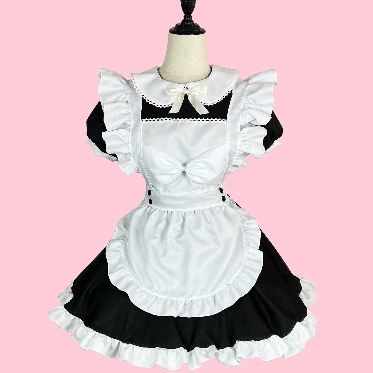 大きいサイズ レディース Classical Ribbon Maid Dress (Sizes 2L, 3L, 4L, 5L, and 6L) / Cosplay / Halloween