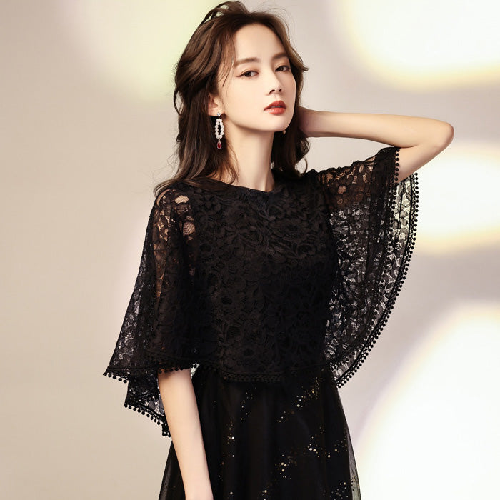 ノワールルージュ・グリッターレースドレスワンピース(3L/4L/5L/6L)オケージョン/結婚式