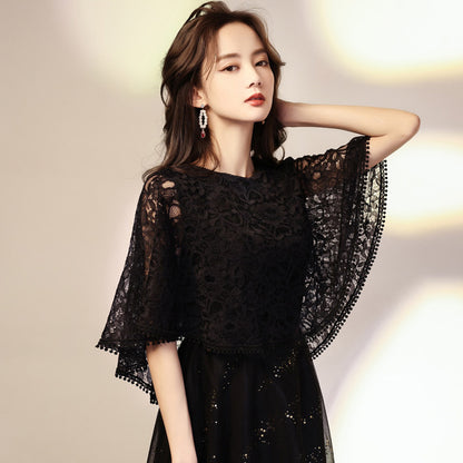 ノワールルージュ・グリッターレースドレスワンピース(3L/4L/5L/6L)オケージョン/結婚式