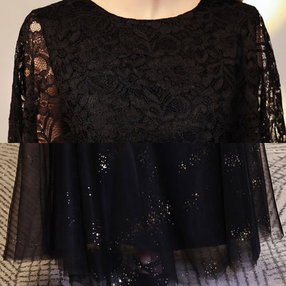 ノワールルージュ・グリッターレースドレスワンピース(3L/4L/5L/6L)オケージョン/結婚式