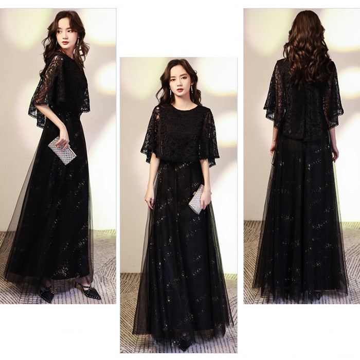 ノワールルージュ・グリッターレースドレスワンピース(3L/4L/5L/6L)オケージョン/結婚式