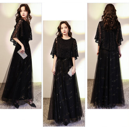 ノワールルージュ・グリッターレースドレスワンピース(3L/4L/5L/6L)オケージョン/結婚式