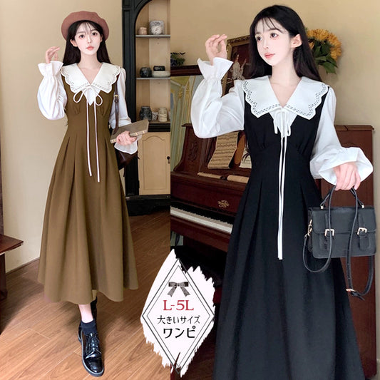 クラシカルレースときめきワンピース(L/LL/3L/4L/5L)