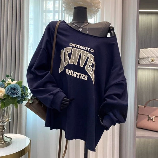 ゆる映えワンショルダーカレッジトップス(L/LL/3L/4L/5L)