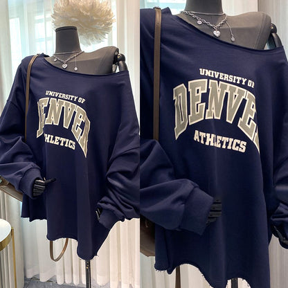 ゆる映えワンショルダーカレッジトップス(L/LL/3L/4L/5L)