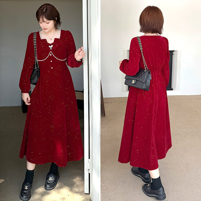 ミッドナイト・シュガーベルベットドレスワンピース(LL/3L/4L/5L)クリスマス