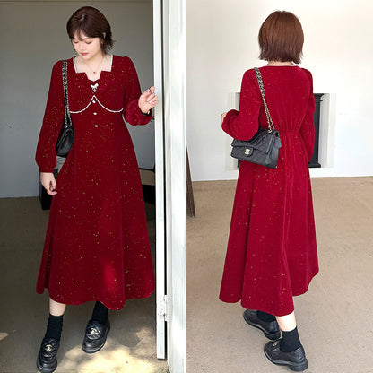 ミッドナイト・シュガーベルベットドレスワンピース(LL/3L/4L/5L)クリスマス