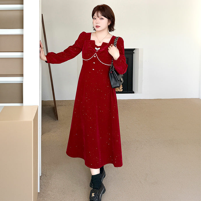 ミッドナイト・シュガーベルベットドレスワンピース(LL/3L/4L/5L