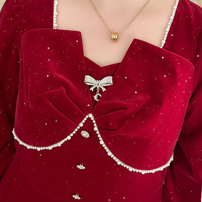 ミッドナイト・シュガーベルベットドレスワンピース(LL/3L/4L/5L)クリスマス