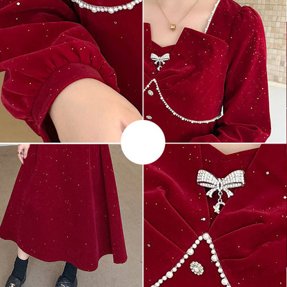 ミッドナイト・シュガーベルベットドレスワンピース(LL/3L/4L/5L)クリスマス