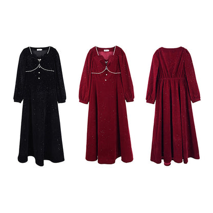 ミッドナイト・シュガーベルベットドレスワンピース(LL/3L/4L/5L)クリスマス