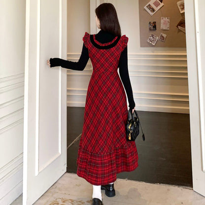 ルージュチェック・ノスタルジアワンピース(L/LL/3L/4L/5L)