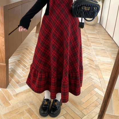 ルージュチェック・ノスタルジアワンピース(L/LL/3L/4L/5L)