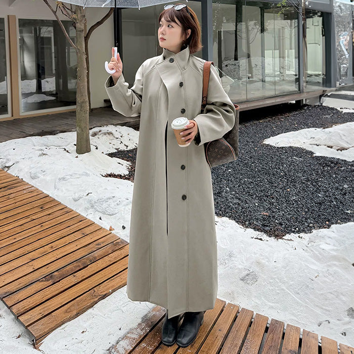 大きいサイズ レディース｜スタンドカラーフレアロングコート(LL/3L/4L