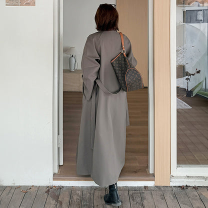 スタンドカラーフレアロングコート(LL/3L/4L/5L/6L)