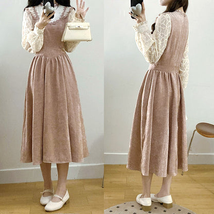 モカピンク・アンティークガーリーワンピース(L/LL/3L/4L/5L)