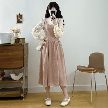 モカピンク・アンティークガーリーワンピース(L/LL/3L/4L/5L)