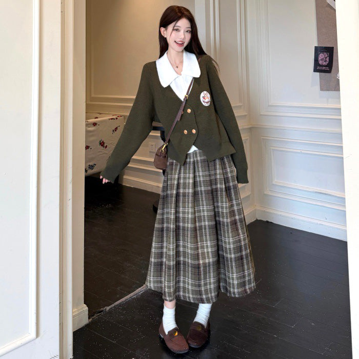 大きいサイズレディースフォレストチェック・クラシカルガールセットアップ(L/LL/3L/4L/5L)