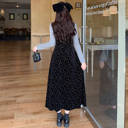 ブラックティー・リリィベルベットジャンスカセットアップ(L/LL/3L/4L/5L)