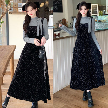 ブラックティー・リリィベルベットジャンスカセットアップ(L/LL/3L/4L/5L)