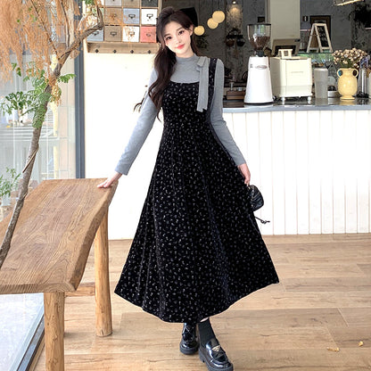 ブラックティー・リリィベルベットジャンスカセットアップ(L/LL/3L/4L/5L)