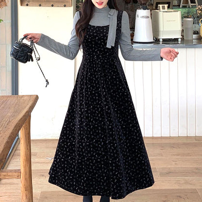 ブラックティー・リリィベルベットジャンスカセットアップ(L/LL/3L/4L/5L)