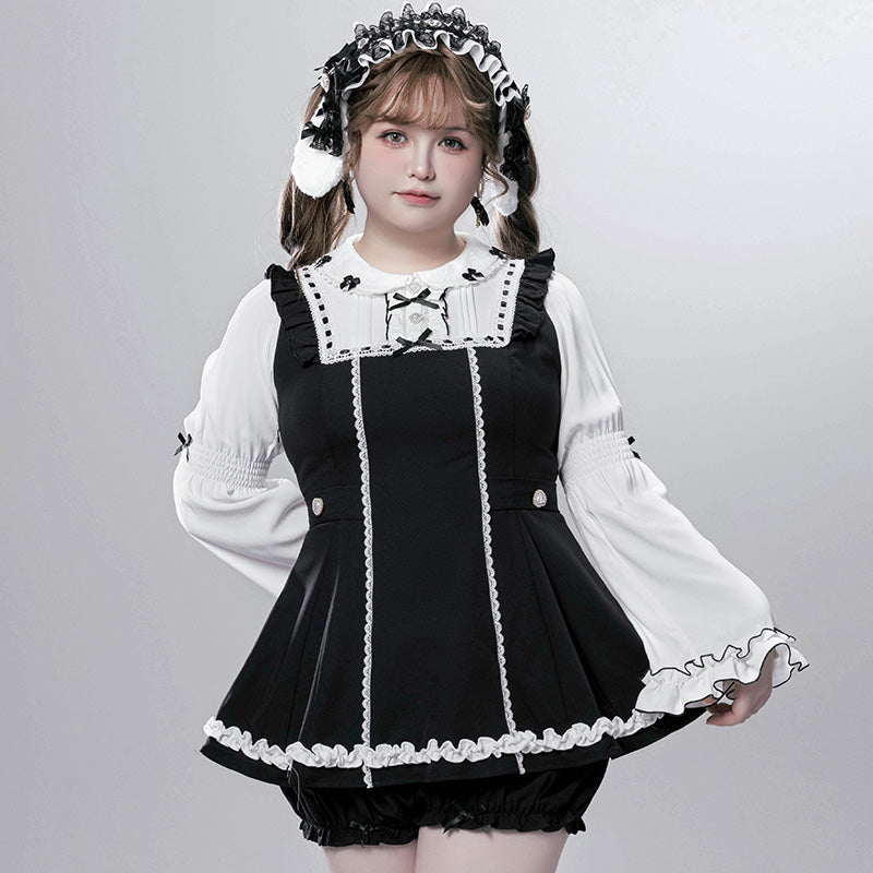 angeLsize　ゴスロリロリータドレス　セットアップ　3L　新品 大きいサイズ レディース｜マシュマロブラック・ロリータツインリボン
