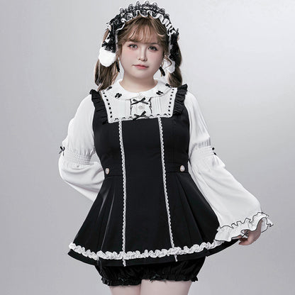 マシュマロブラック・ロリータツインリボンセットアップ(LL/3L)