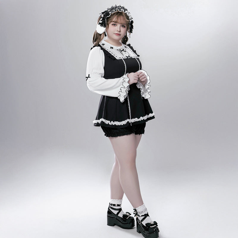 マシュマロブラック・ロリータツインリボンセットアップ(LL/3L)