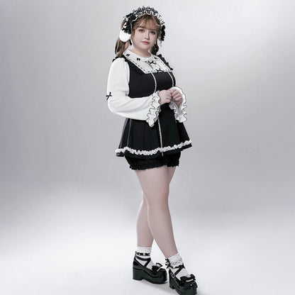 マシュマロブラック・ロリータツインリボンセットアップ(LL/3L)